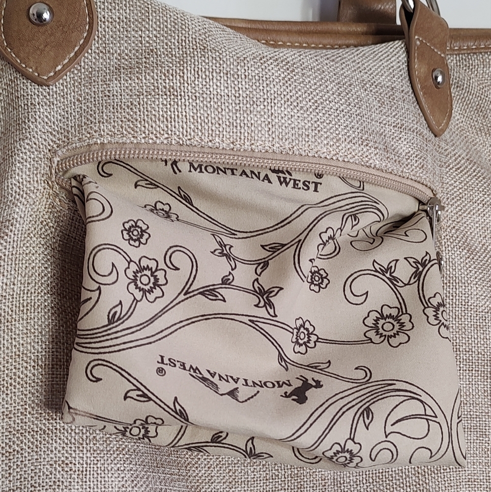 Montana West Burlap Tan Tote Bag with Tribal Design - Picture 10 of 16